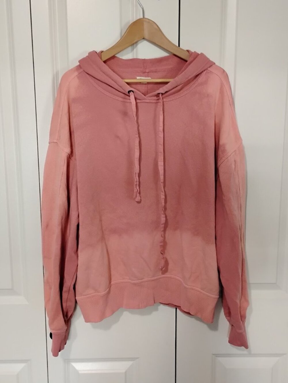 Pilcro Women's Soft Pink Tie-Dye Oversized Fit Tech Pullover Hoodie Size L - Picture 2 of 5